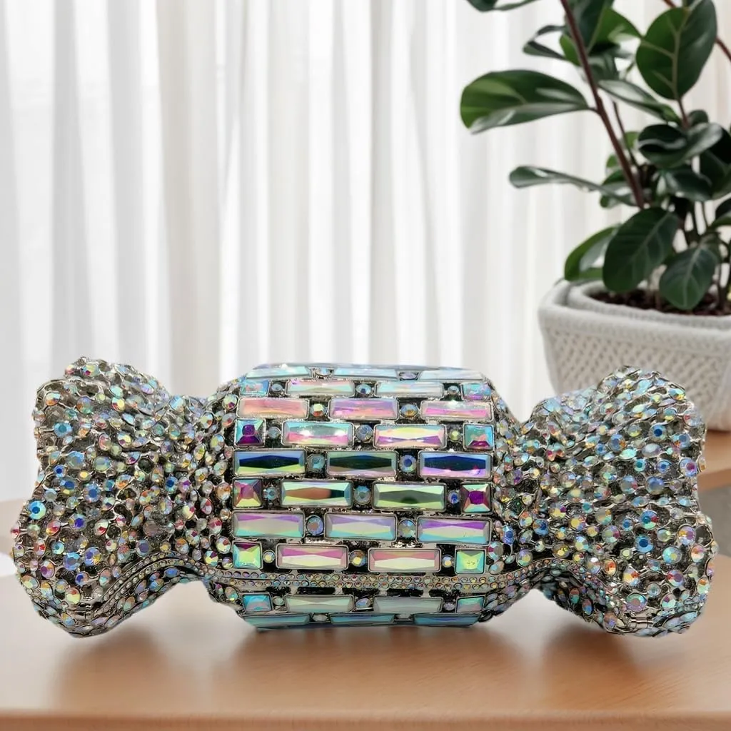 Women Cute Candy Rhinestone Wedding Evening Bag Shinny Crystal Diamond Clutch Purse for Prom Party Cocktail Dating