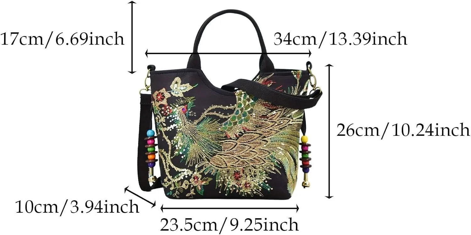 Women Embroidery Handbag Satchel Bag Tote for Party Ladies Dating Outdoor