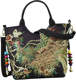 Women Embroidery Handbag Satchel Bag Tote for Party Ladies Dating Outdoor