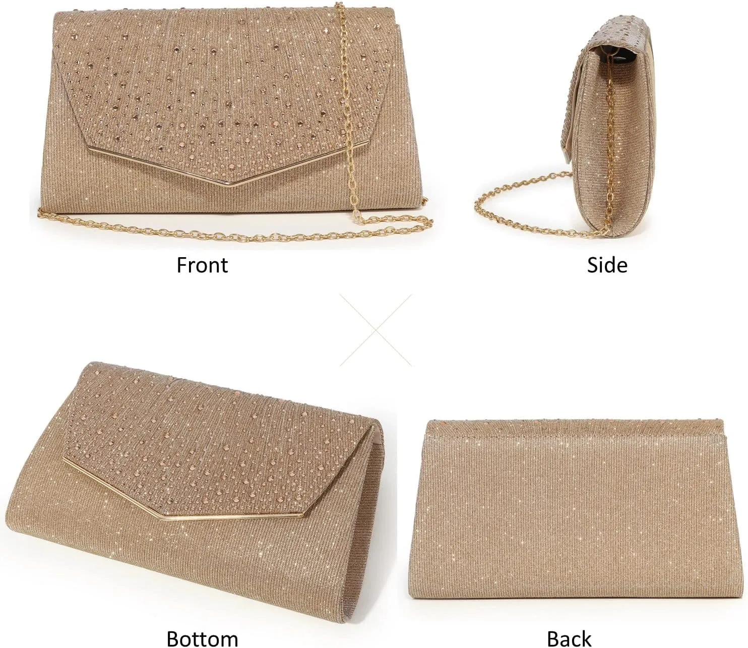 Women Evening Bags Glitter Sequins Clutch Purses for Women Shiny Crystal Falp Handbag Formal Wedding Party Prom Purse