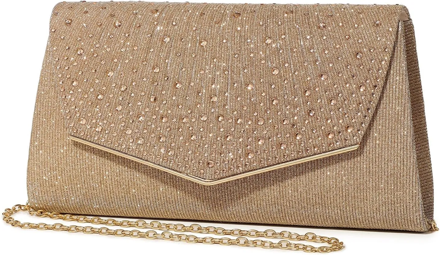 Women Evening Bags Glitter Sequins Clutch Purses for Women Shiny Crystal Falp Handbag Formal Wedding Party Prom Purse