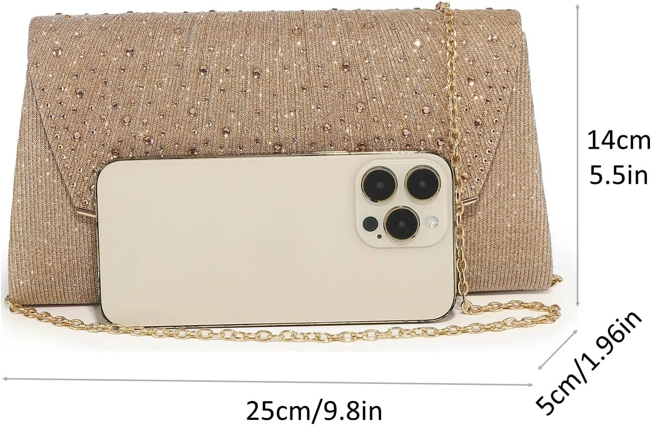 Women Evening Bags Glitter Sequins Clutch Purses for Women Shiny Crystal Falp Handbag Formal Wedding Party Prom Purse