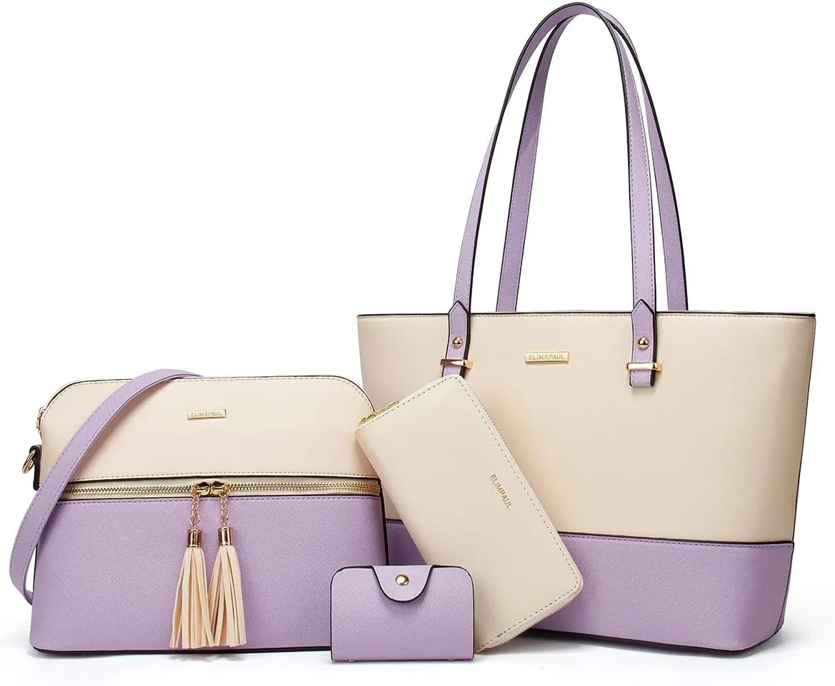 Women Fashion Handbags Wallet Tote Bag Shoulder Bag Top Handle Satchel Purse Set 4pcs