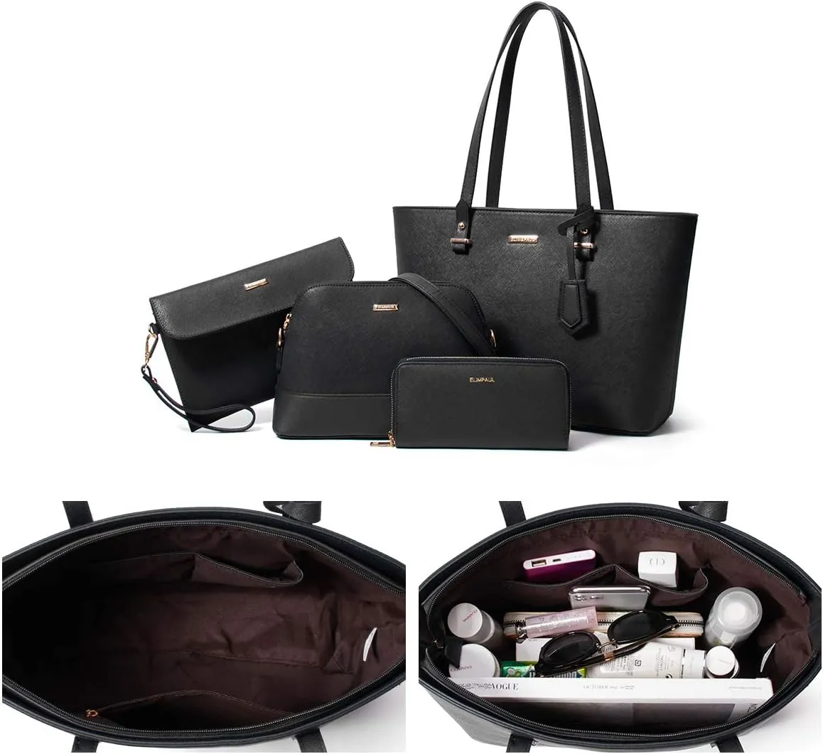 Women Fashion Handbags Wallet Tote Bag Shoulder Bag Top Handle Satchel Purse Set 4pcs