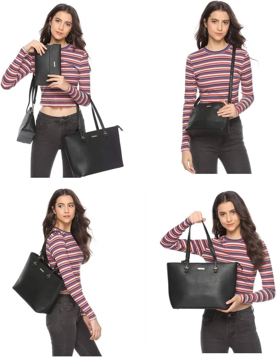 Women Fashion Handbags Wallet Tote Bag Shoulder Bag Top Handle Satchel Purse Set 4pcs