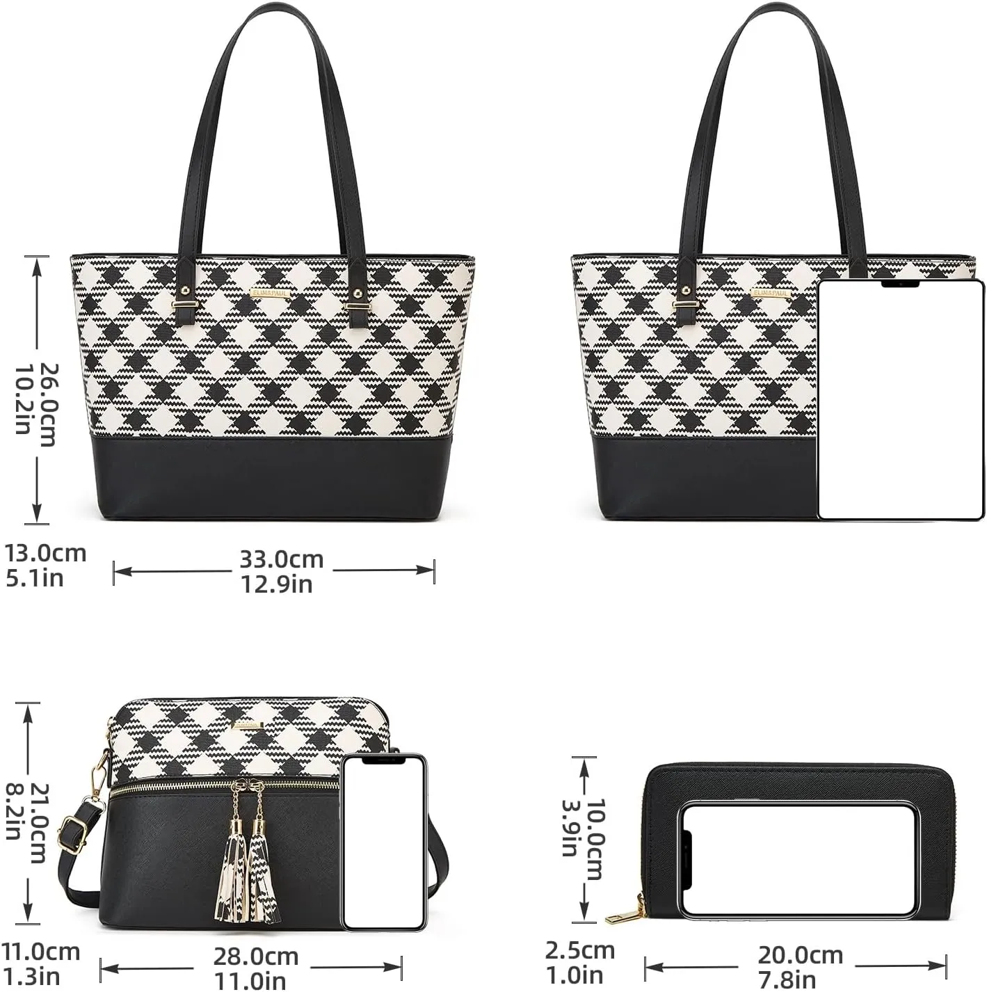 Women Fashion Handbags Wallet Tote Bag Shoulder Bag Top Handle Satchel Purse Set 4pcs