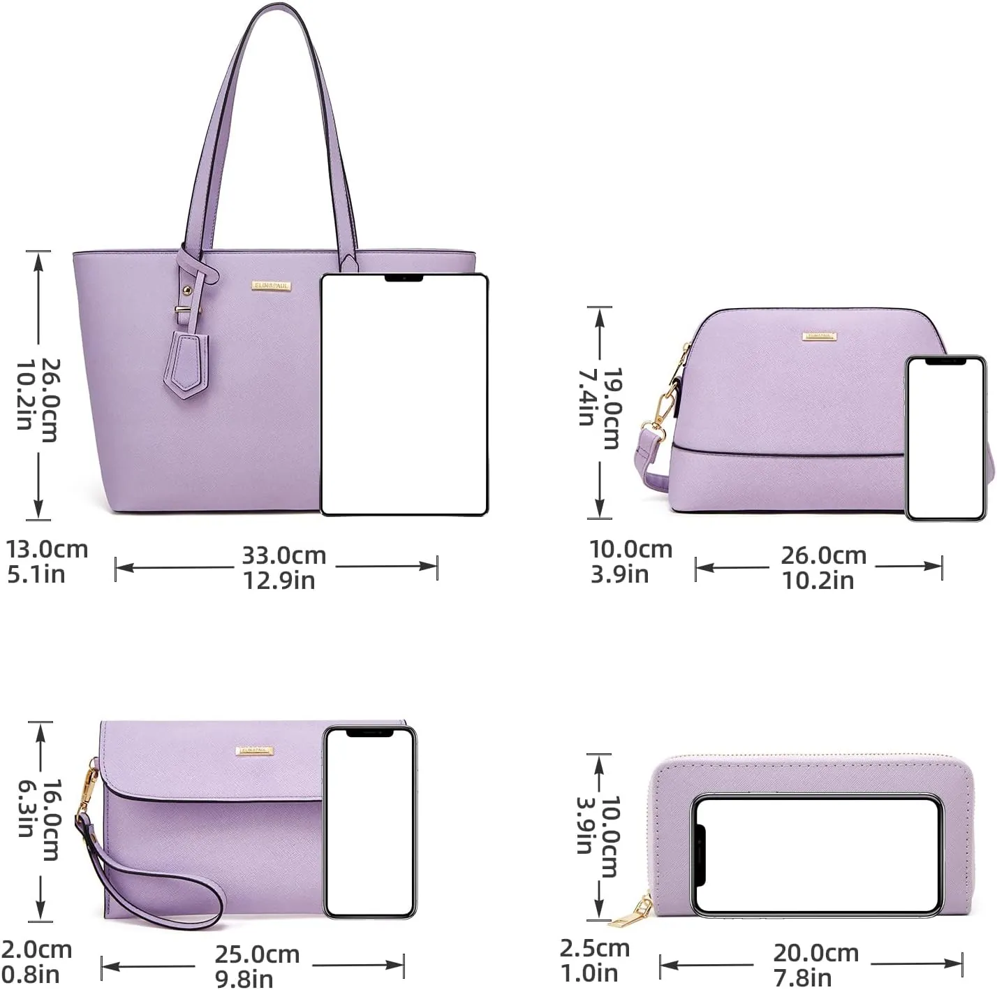 Women Fashion Handbags Wallet Tote Bag Shoulder Bag Top Handle Satchel Purse Set 4pcs