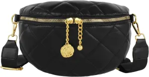 Women Girls Rhombus Pattern Faux Leather Fanny Pack Waist Bag Chest Bag Crossbody Shoulder Bag