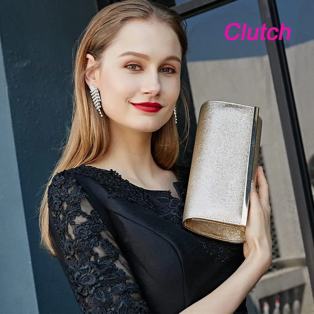 Women gold clutch Purses Formal Evening Bags Wedding Party Dressy Handbags Bridal Prom shoulder bag with chain