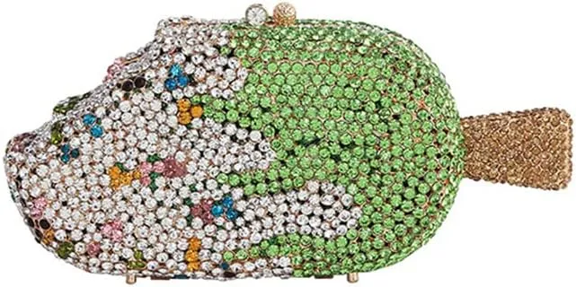 Women Ice Cream Shaped Evening Clutch Glitter Full Rhinestones Bag Girl Summer Dress Shoulder Bag