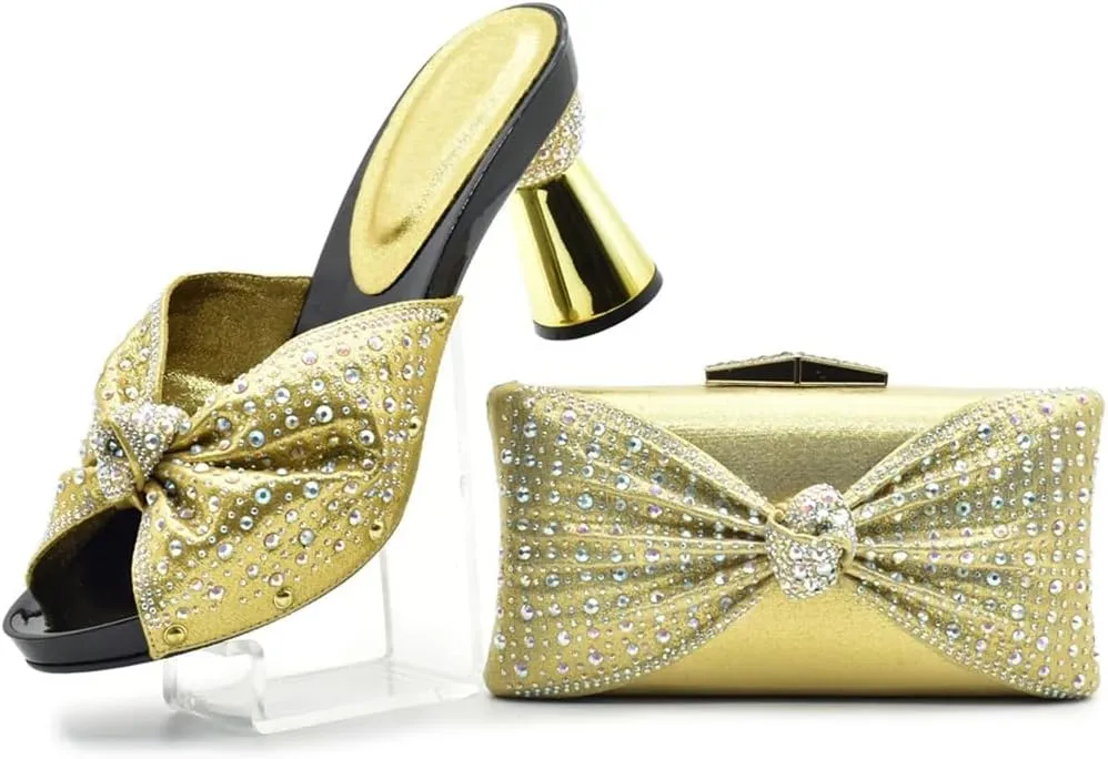 Women Italian Shoes Bags Set for Prom Party Summer Sandal Pumps