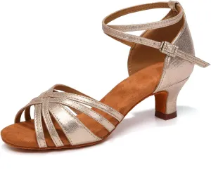 Women Latin Dance Shoes Open Toe Performance Salsa Bachata Professional Ballroom Dance Shoes,Model WZSP811-5cm Heel