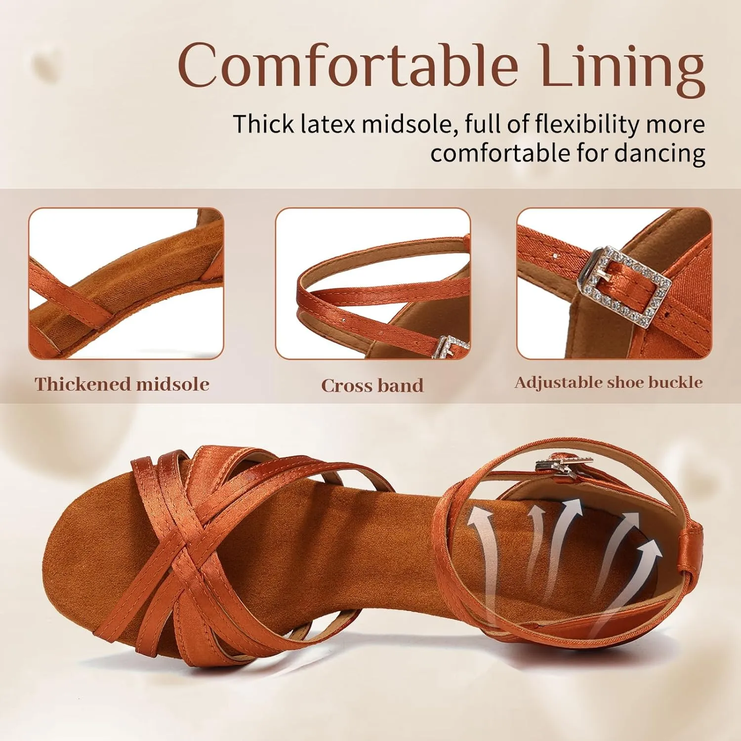 Women Latin Dance Shoes Open Toe Performance Salsa Bachata Professional Ballroom Dance Shoes,Model WZSP811-5cm Heel