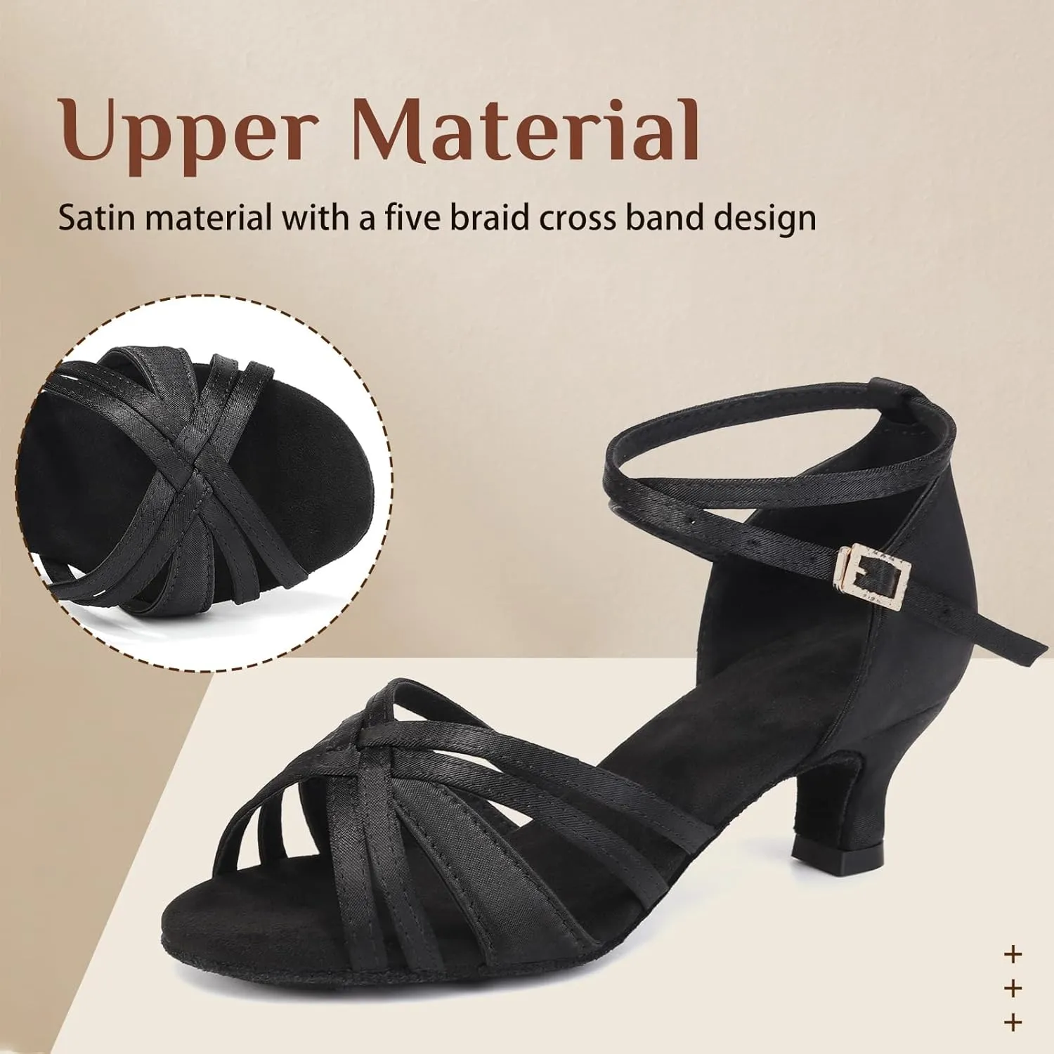 Women Latin Dance Shoes Open Toe Performance Salsa Bachata Professional Ballroom Dance Shoes,Model WZSP811-5cm Heel