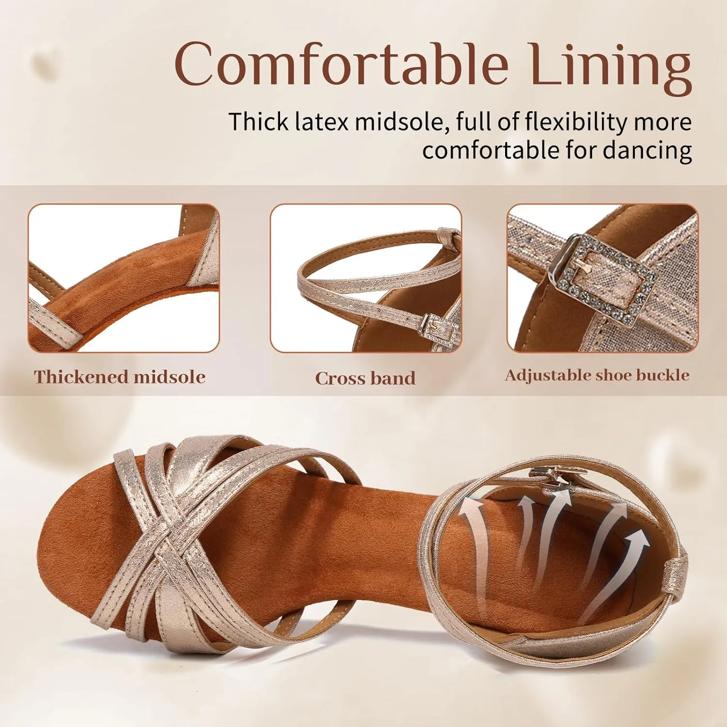 Women Latin Dance Shoes Open Toe Performance Salsa Bachata Professional Ballroom Dance Shoes,Model WZSP811-5cm Heel