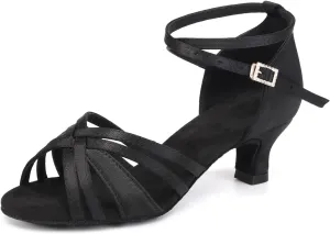 Women Latin Dance Shoes Open Toe Performance Salsa Bachata Professional Ballroom Dance Shoes,Model WZSP811-5cm Heel