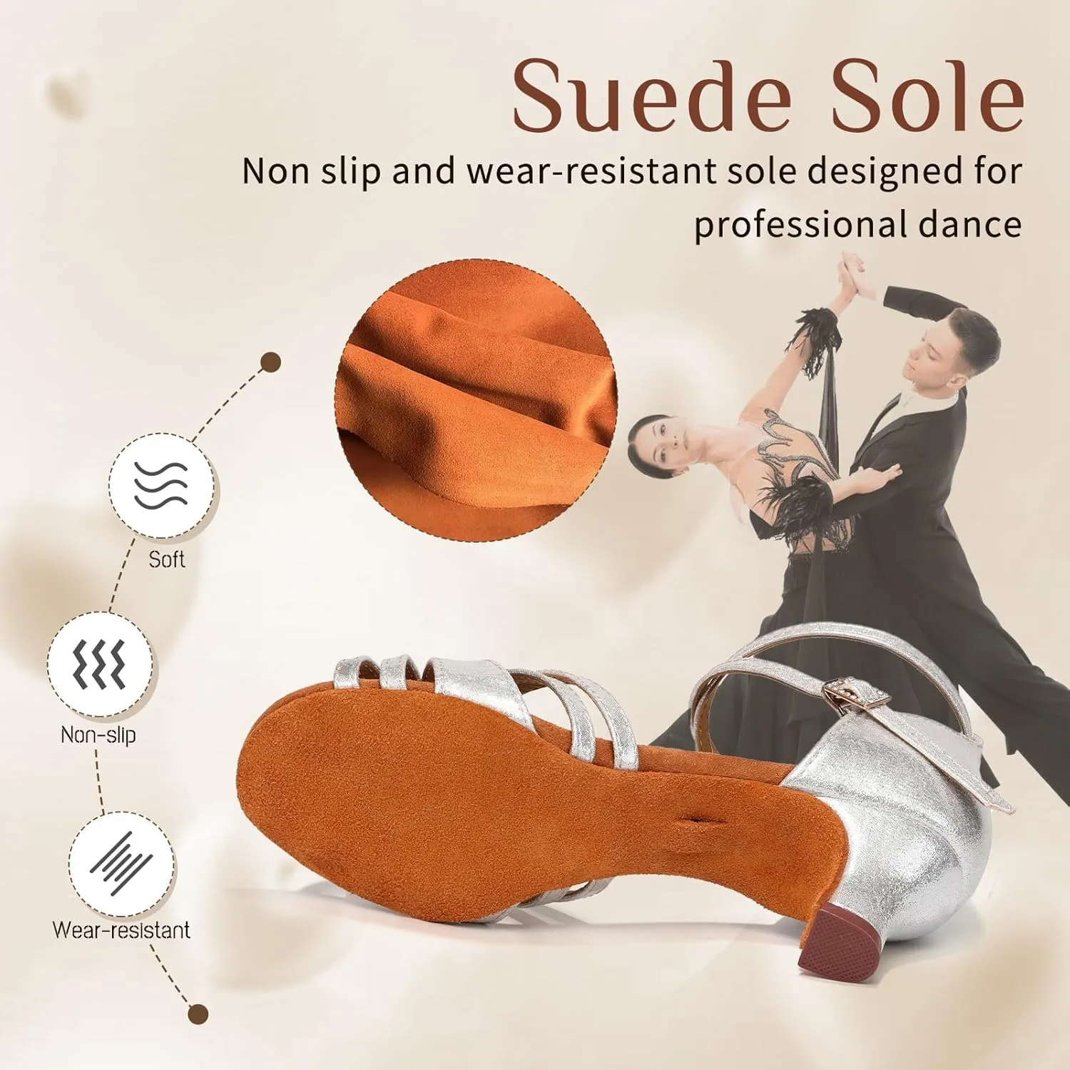Women Latin Dance Shoes Open Toe Performance Salsa Bachata Professional Ballroom Dance Shoes,Model WZSP811-5cm Heel
