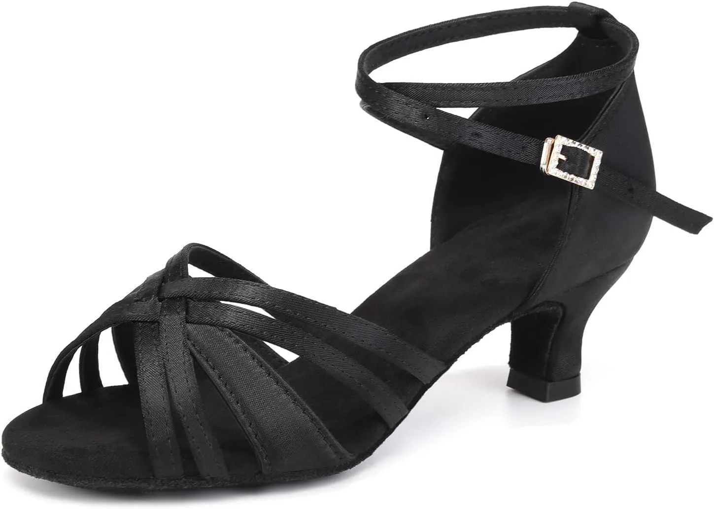 Women Latin Dance Shoes Open Toe Performance Salsa Bachata Professional Ballroom Dance Shoes,Model WZSP811-5cm Heel