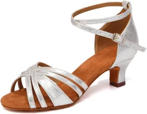 Women Latin Dance Shoes Open Toe Performance Salsa Bachata Professional Ballroom Dance Shoes,Model WZSP811-5cm Heel