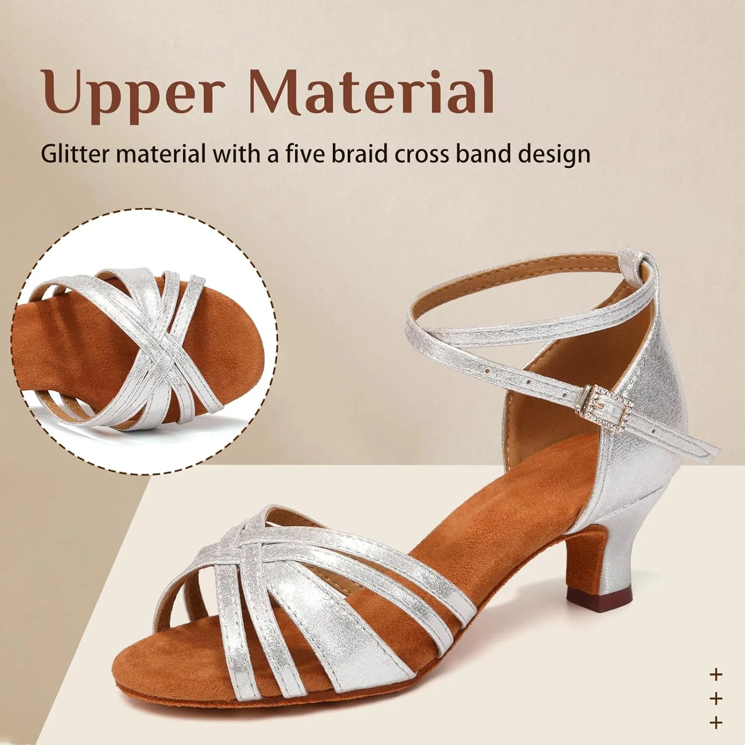 Women Latin Dance Shoes Open Toe Performance Salsa Bachata Professional Ballroom Dance Shoes,Model WZSP811-5cm Heel