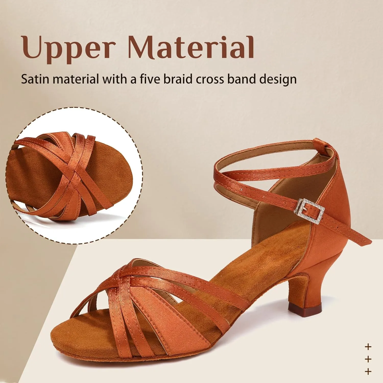 Women Latin Dance Shoes Open Toe Performance Salsa Bachata Professional Ballroom Dance Shoes,Model WZSP811-5cm Heel