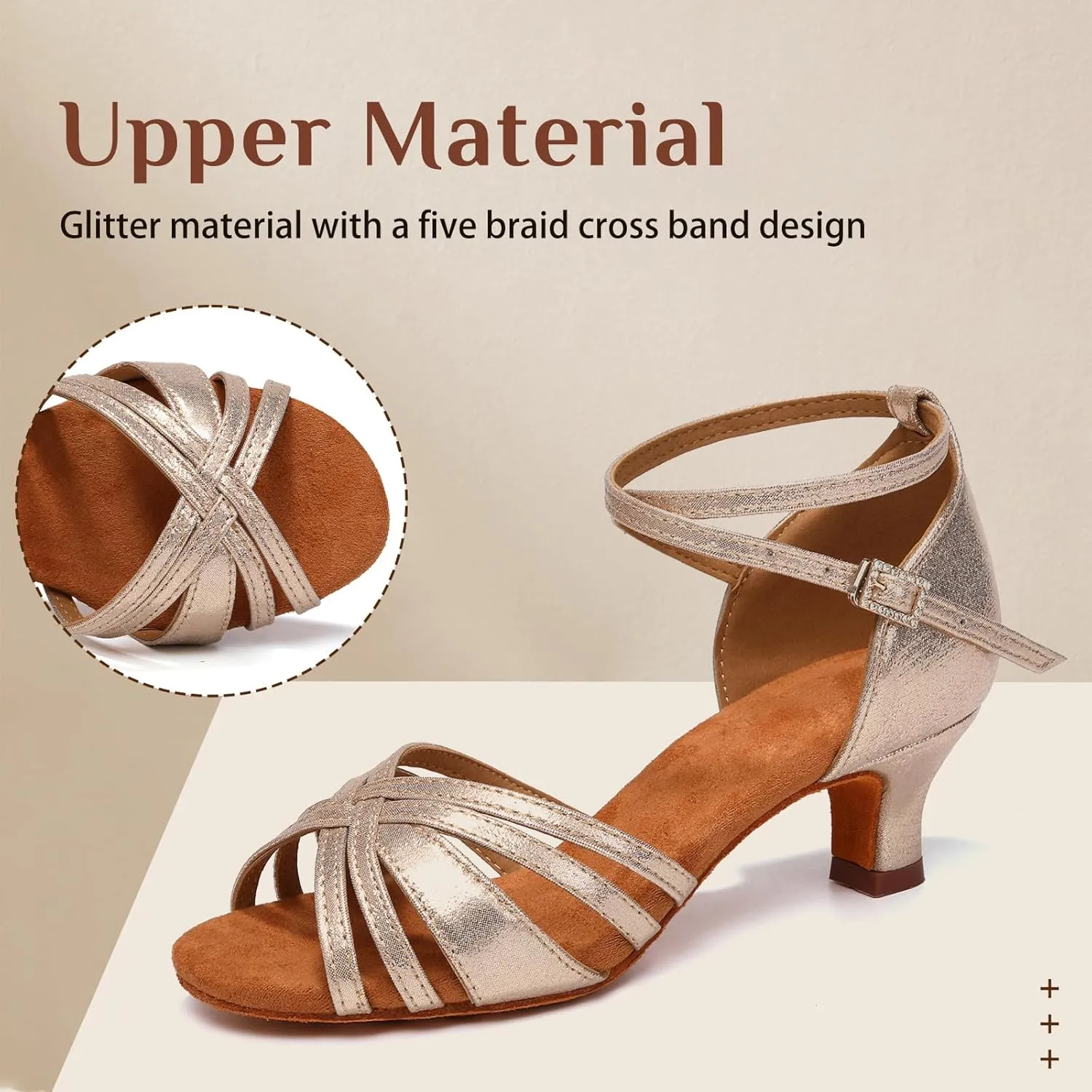 Women Latin Dance Shoes Open Toe Performance Salsa Bachata Professional Ballroom Dance Shoes,Model WZSP811-5cm Heel
