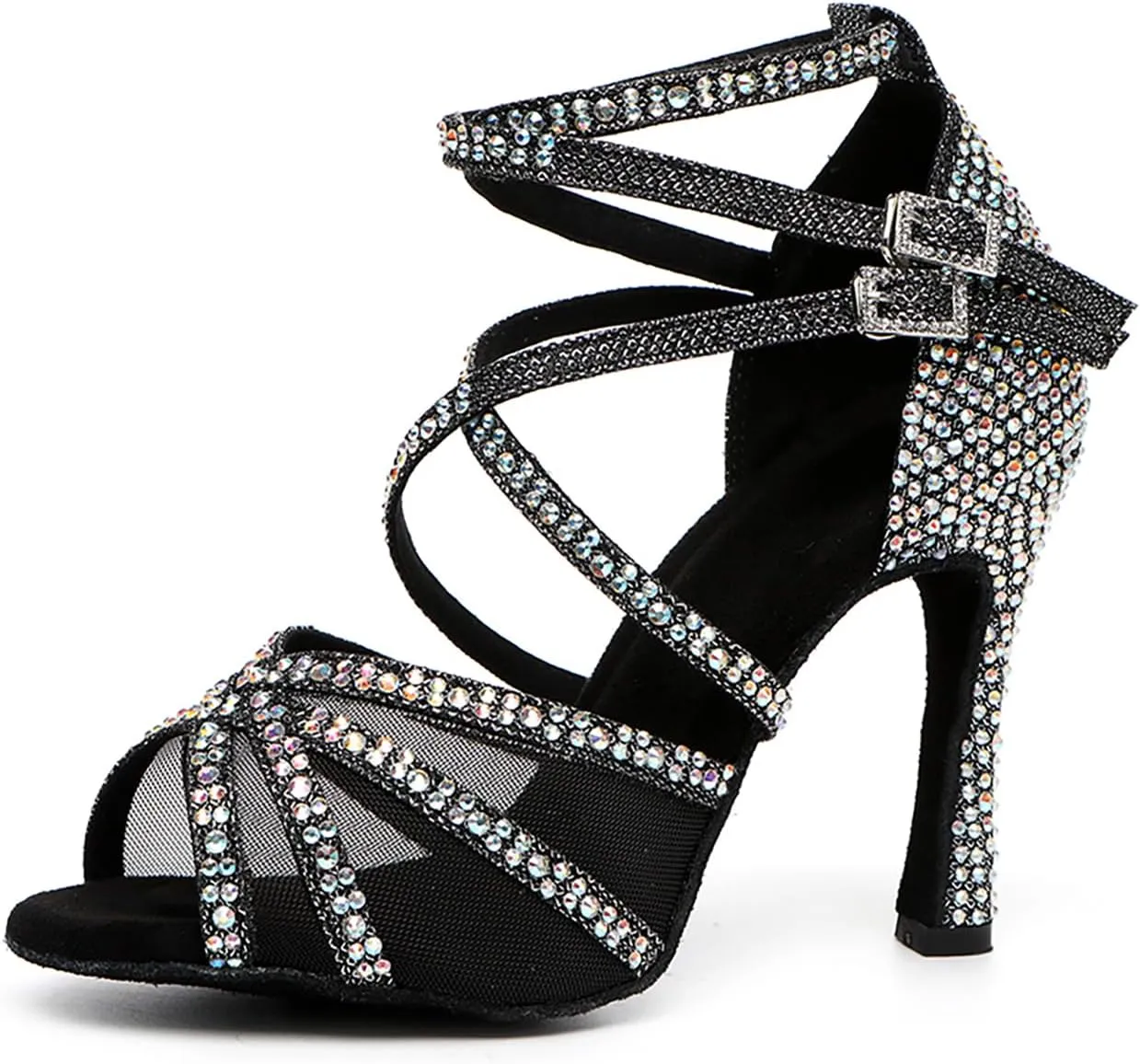 Women Latin Dance Shoes Rhinestones Ballroom Salsa Bachata Wedding Perfermence Dancing Shoes,Model YCL508