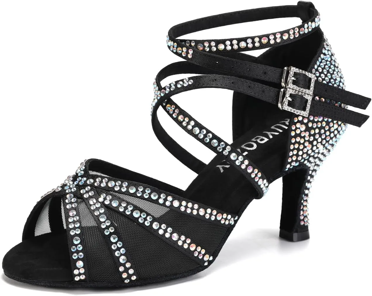 Women Latin Dance Shoes Rhinestones Ballroom Salsa Bachata Wedding Perfermence Dancing Shoes,Model YCL508