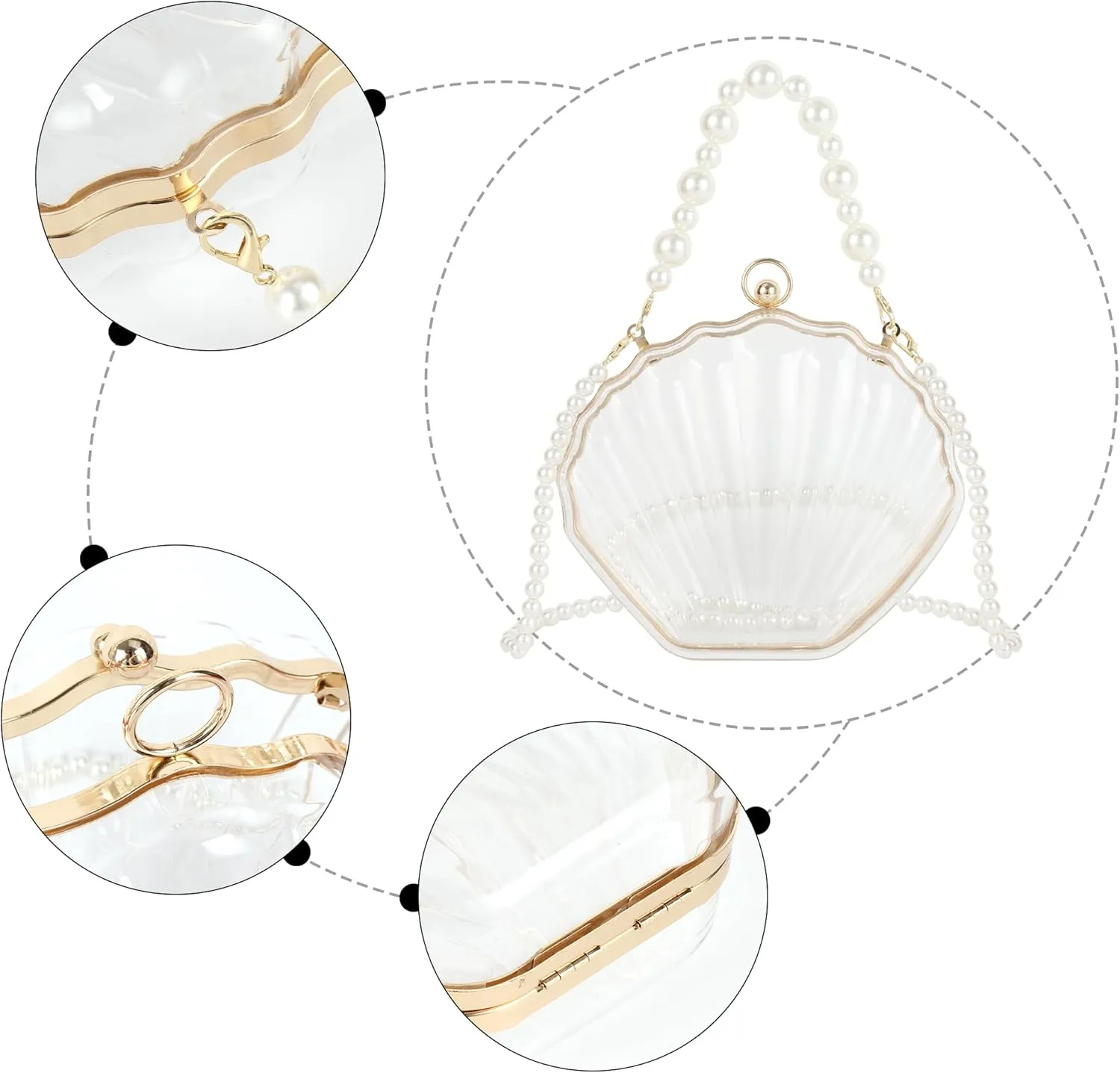 Women Mini Seashell Evening Clutch Top-Handle Bag Cross-body Bag