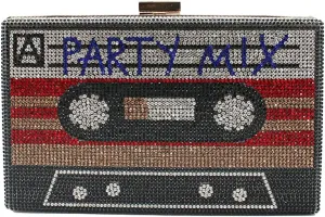 Women Retro Radio Tape-shape Rhinestone Clutch Purse Vintage Crystal Evening Handbag Party Cocktail Shoulder Bag
