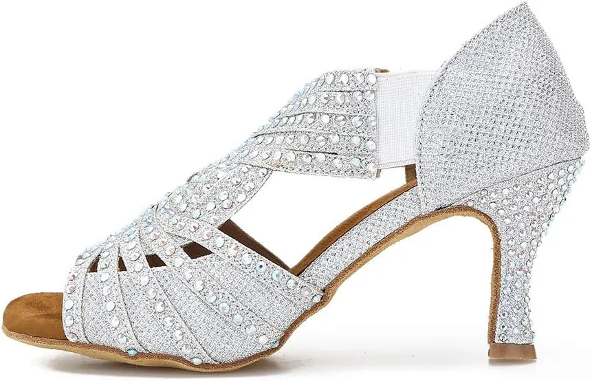 Women Rhinestone Dance Shoes Ballroom Latin Salsa Bachata Performance Dance Dancing Shoes