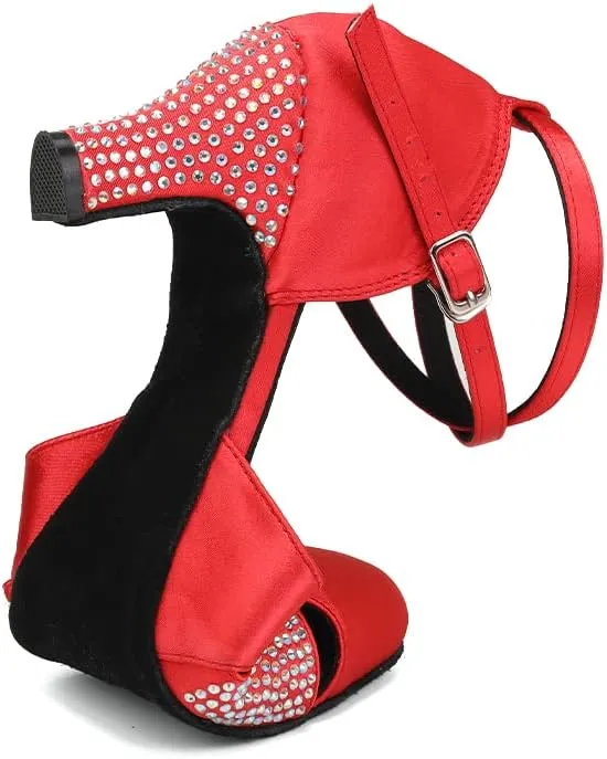 Women Rhinestones Ballroom Dance Shoes Closed Toe Latin Salsa Waltz Wedding Party Ladies Dancing Heels