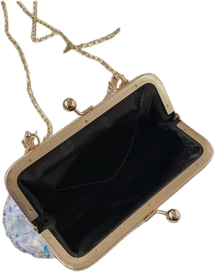 Women Sequins Evening Handbag Glitter Top Handle Purse Chain Cross-body Bag