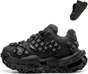 Women Y2K Chunky Sneakers, 3D Keyboard Patchwork Streetwear, Retro Cybercore Kawaii Dopamine Colors Height Boost Teens