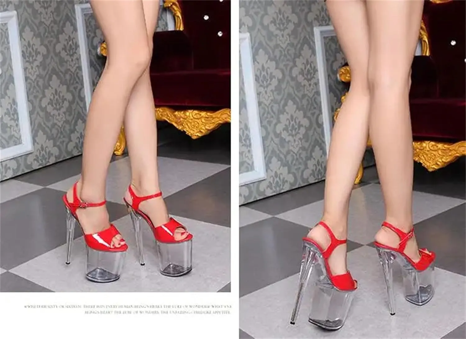 Women's 20cm Buckle Sandals - Paint Leather Crossdresser SM Shoes