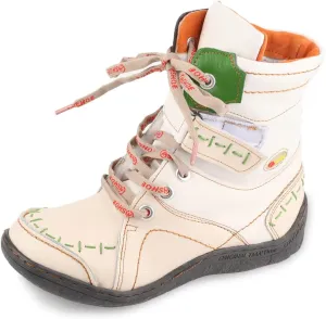 Women's Ankle Boots PU and Leather Patchwork with Handstitching Upper Lace-Up Mid-calf Boots