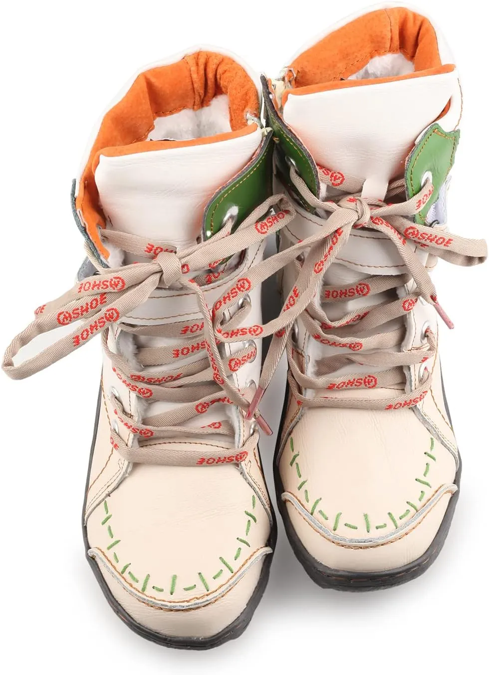 Women's Ankle Boots PU and Leather Patchwork with Handstitching Upper Lace-Up Mid-calf Boots