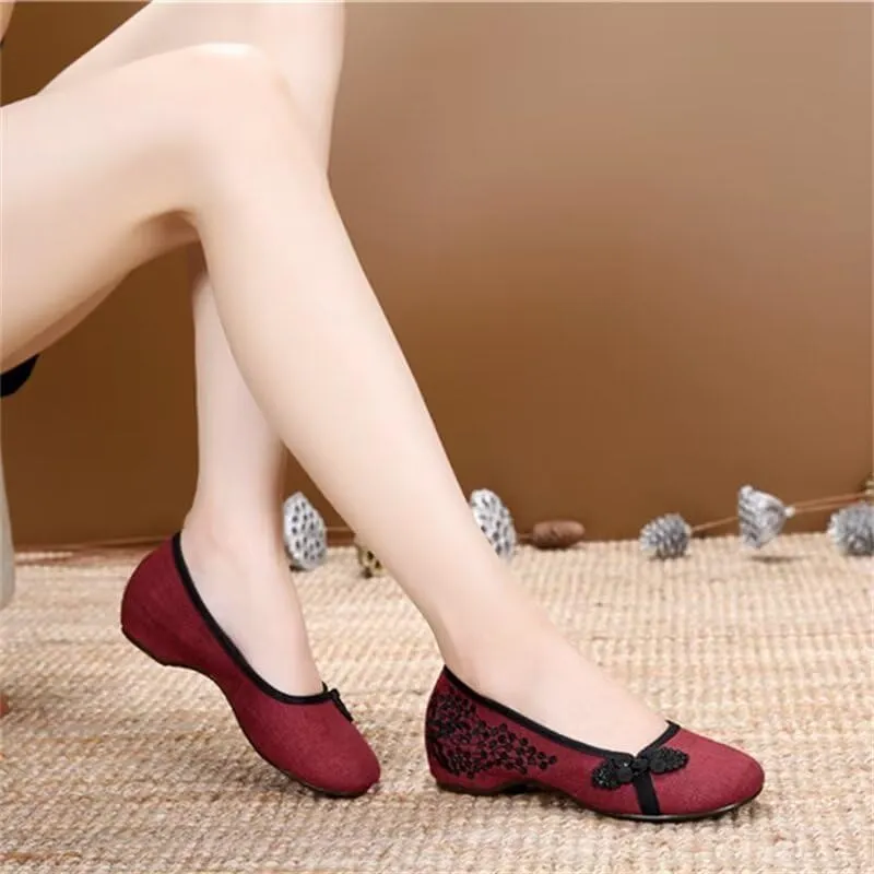 Women's Breathable Retro Disc Buckle Walking Shoes for Dance Yoga Street