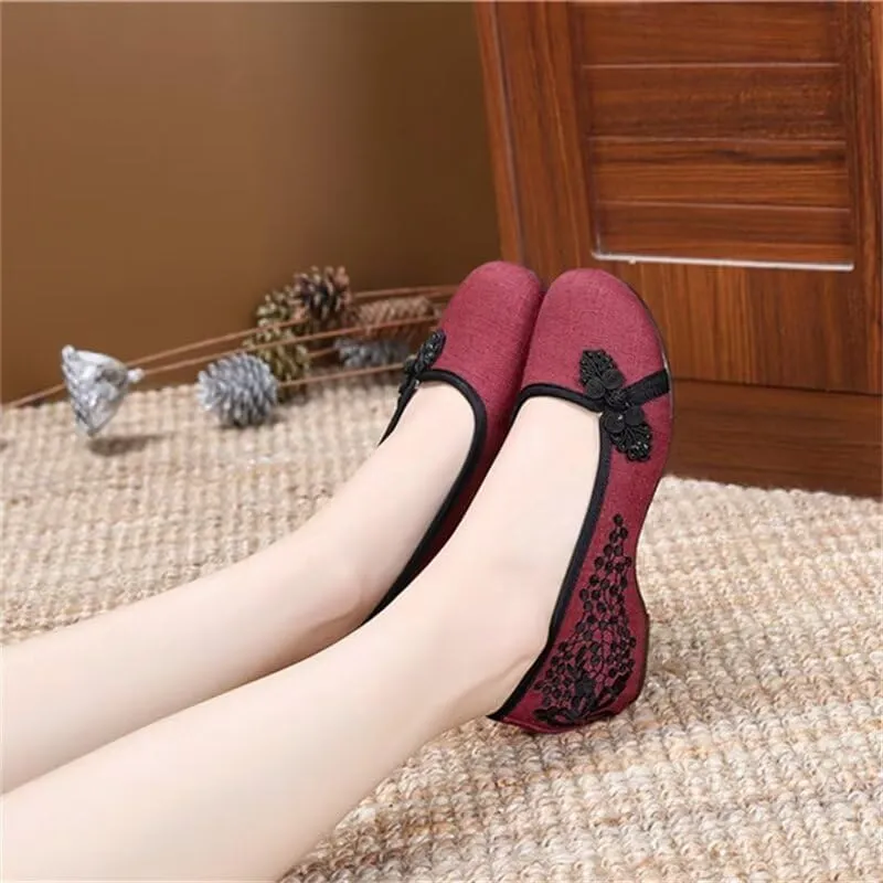 Women's Breathable Retro Disc Buckle Walking Shoes for Dance Yoga Street