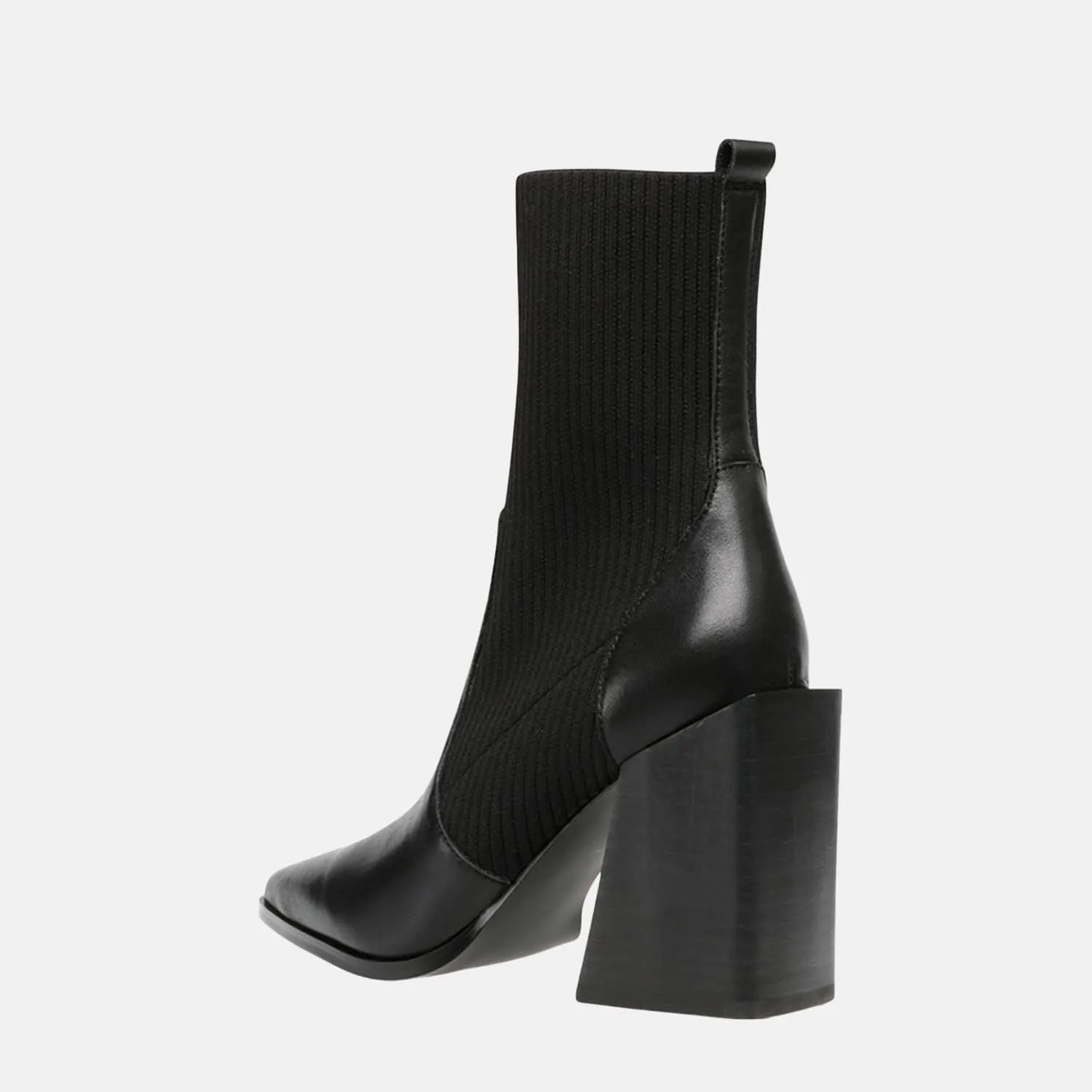 Womens Chunky Stacked Heel Ankle Boots Pointed Toe Booties Slip On Ribbed Knit Sock Boot