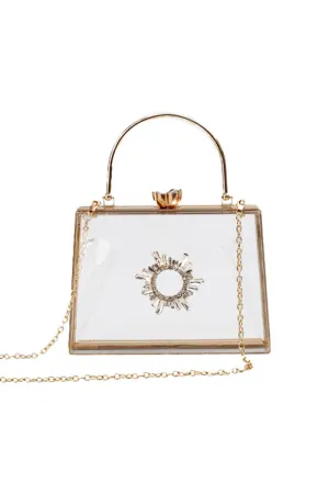 Women's Clear PVC Rhinestones Crossbody Evening Clutch Bags