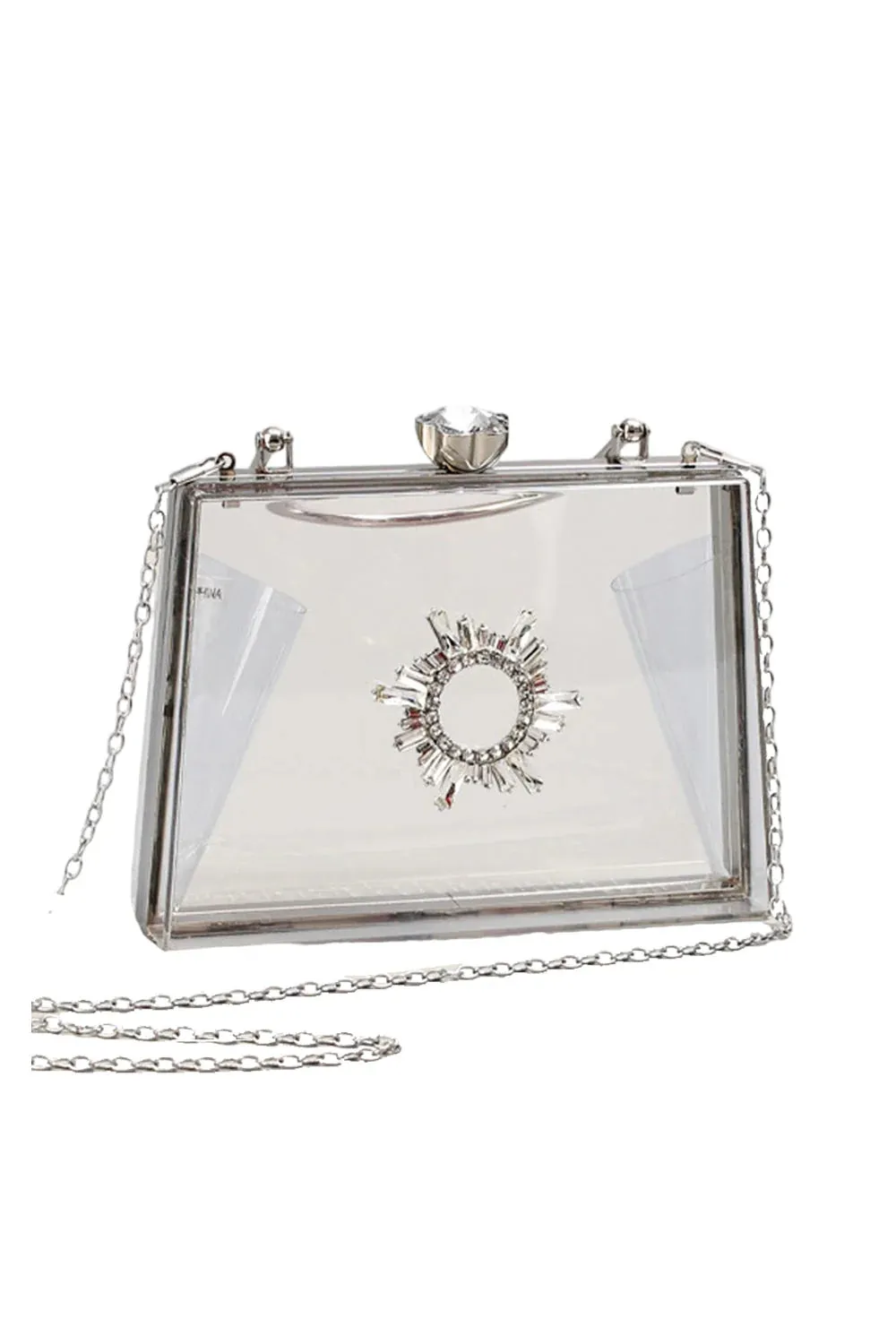 Women’s Clear PVC Rhinestones Crossbody Evening Clutch Bags