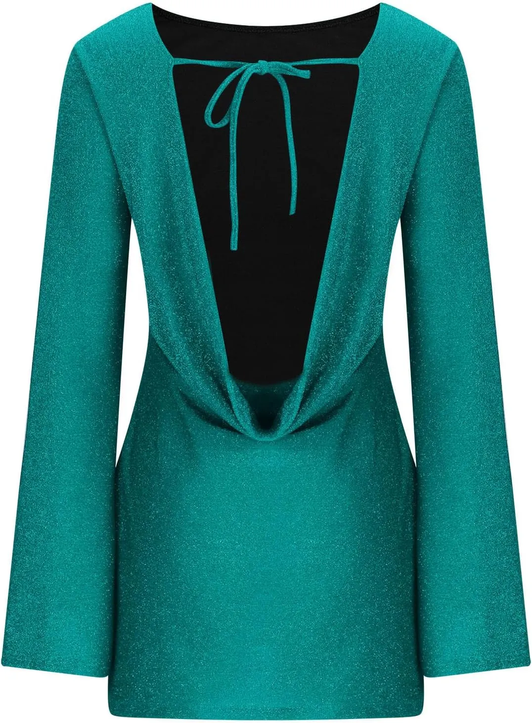 Womens Cocktail Party Dress, Sequins Long Bell Sleeve Backless Comfy Tight Fit Elegant Formal Prom Sexy Mini Dresses