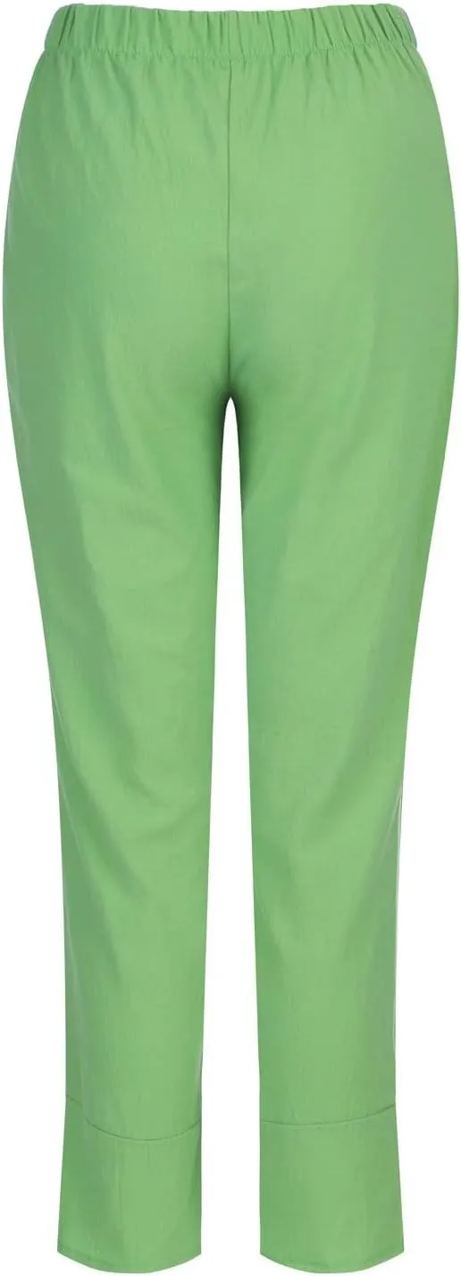 Women's Cotton Linen Capri Pants Casual Cropped Baggy Trousers Comfy Loose Palazzo Lounge Pants with Pockets