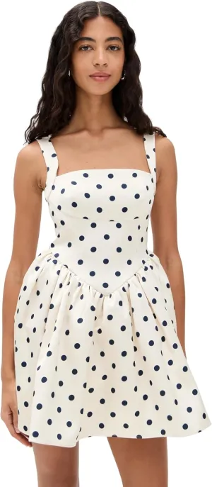 Women's Cream Polka Dot Satin Mini Dress
