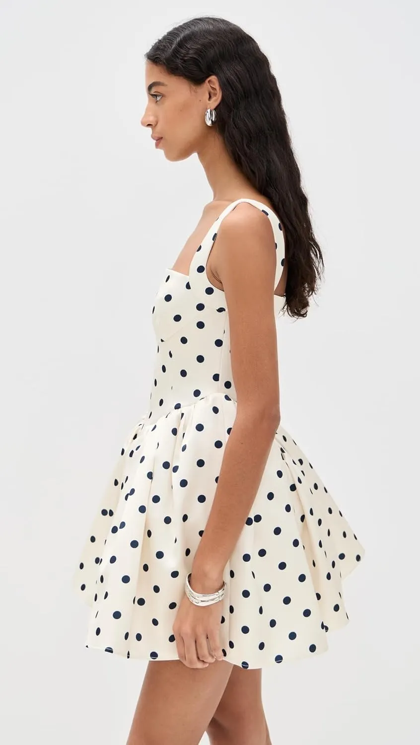 Women's Cream Polka Dot Satin Mini Dress