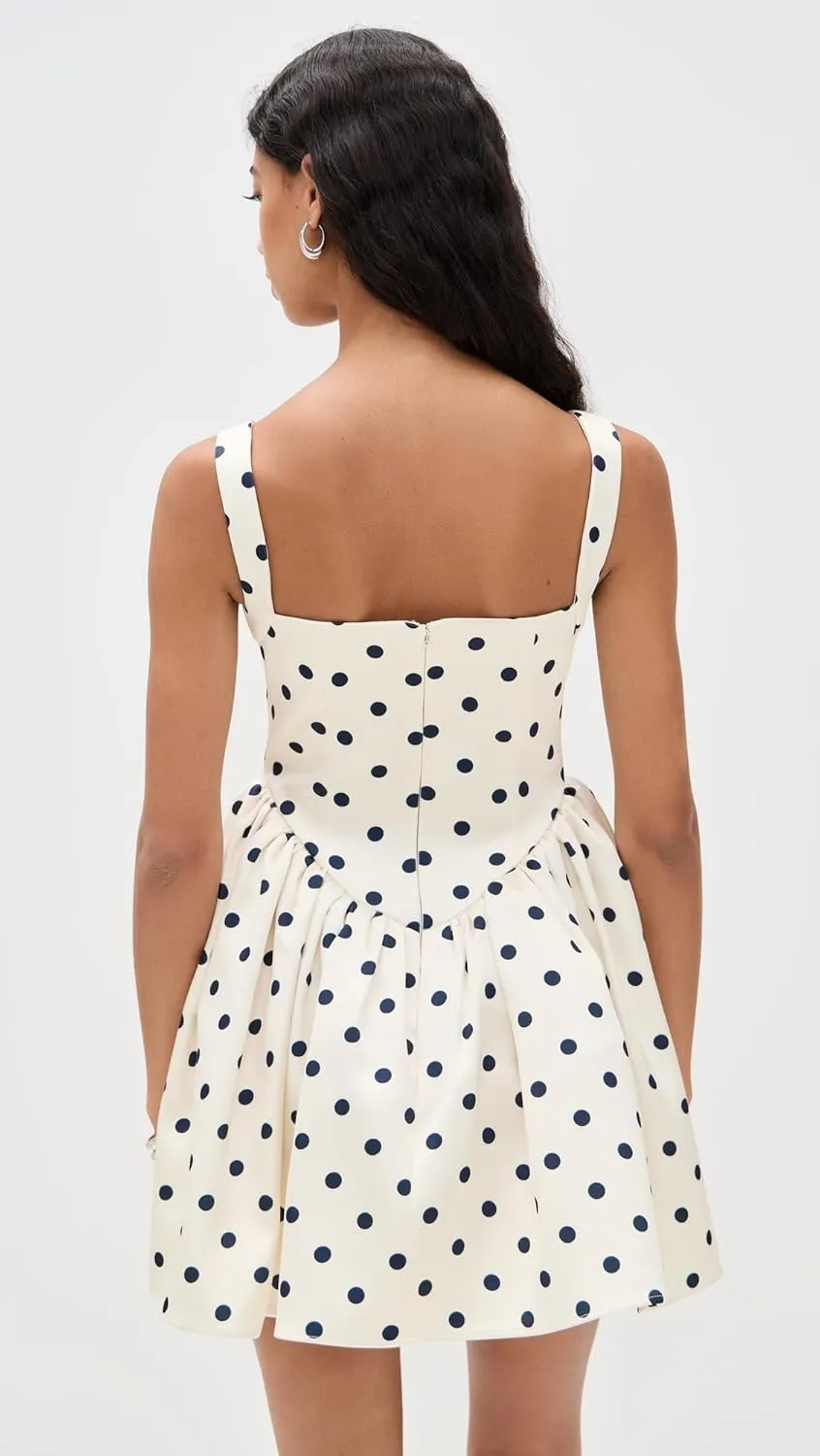 Women's Cream Polka Dot Satin Mini Dress