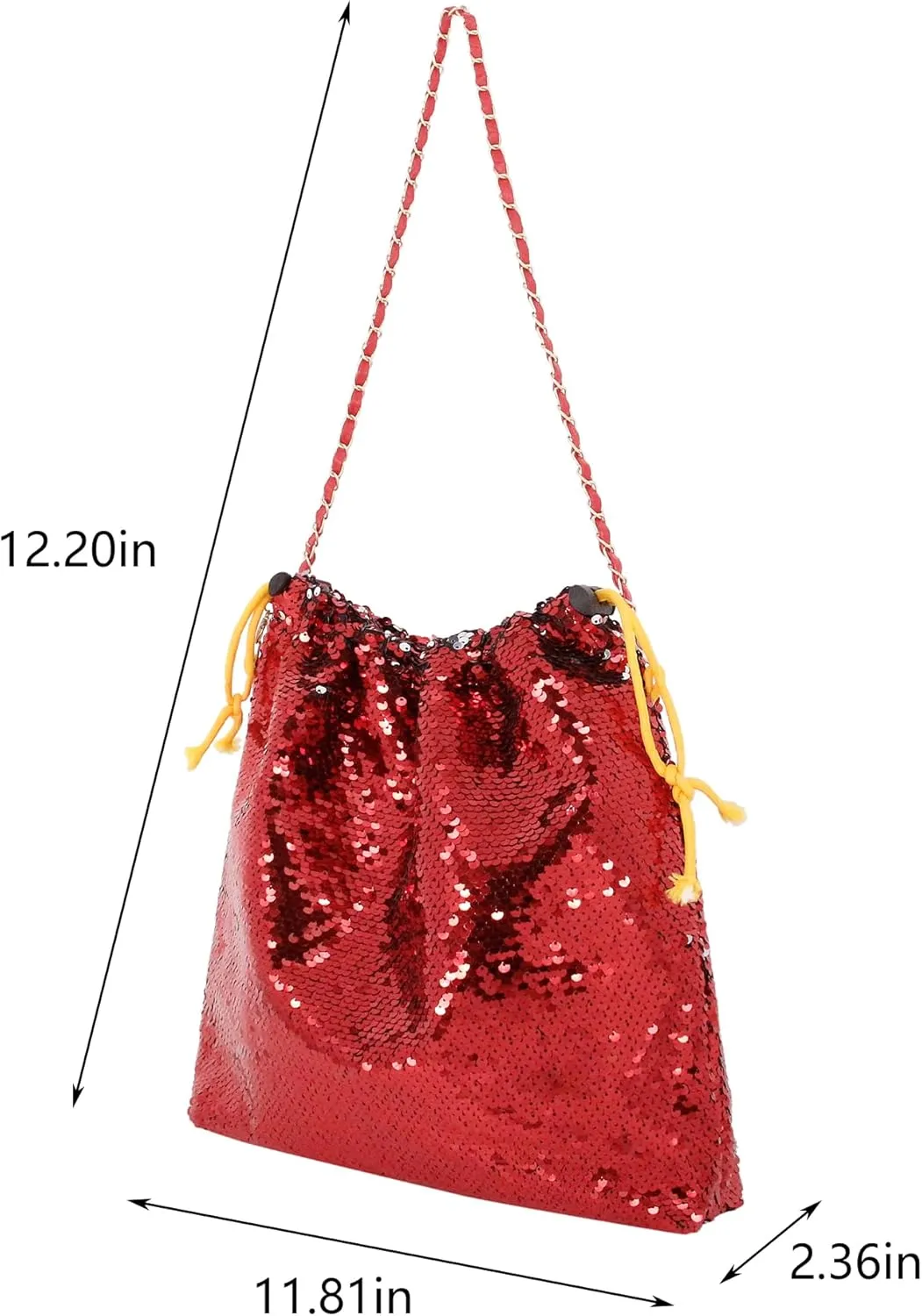 Womens Dazzling Clutch Handbag Purse Delicate Reversible Sequin Drawstring Shoulder Bag Large Capacity Tote Bag