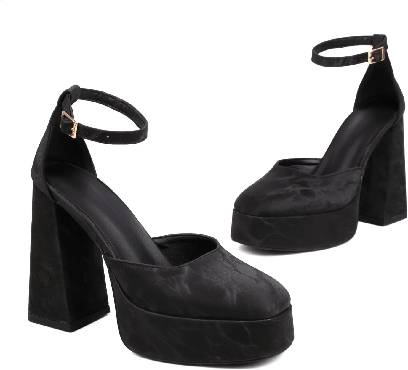 Women's D'Orsay Square Closed Toe Pumps Buckle Ankle Strap Comfort Chunky High Heels Office Concise Cosplay Work Casual Mary Jane Daily Wear Fashion Business Dress Shoes