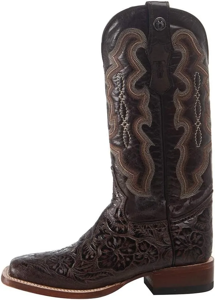 Women's Embossed Floral Hand Tool in Chocolate Brown Cowgirl Boots